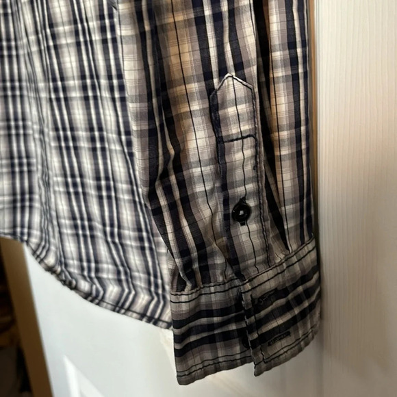 Buffalo David Bitton men’s white and blue plaid long sleeve button down shirt - Picture 7 of 9